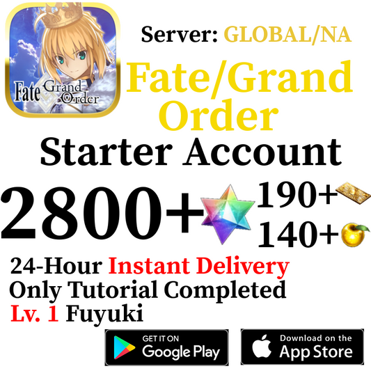 [ENGLISH/GLOBAL/NA][INSTANT] 2800+ SQ Fate Grand Order FGO Lv. 1 Starter Reroll Account