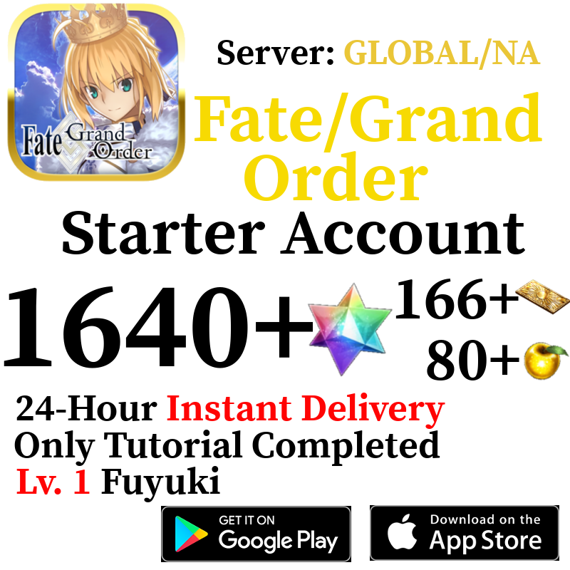 [ENGLISH/GLOBAL/NA][INSTANT] 1640+ SQ Fate Grand Order FGO Lv. 1 Starter Reroll Account
