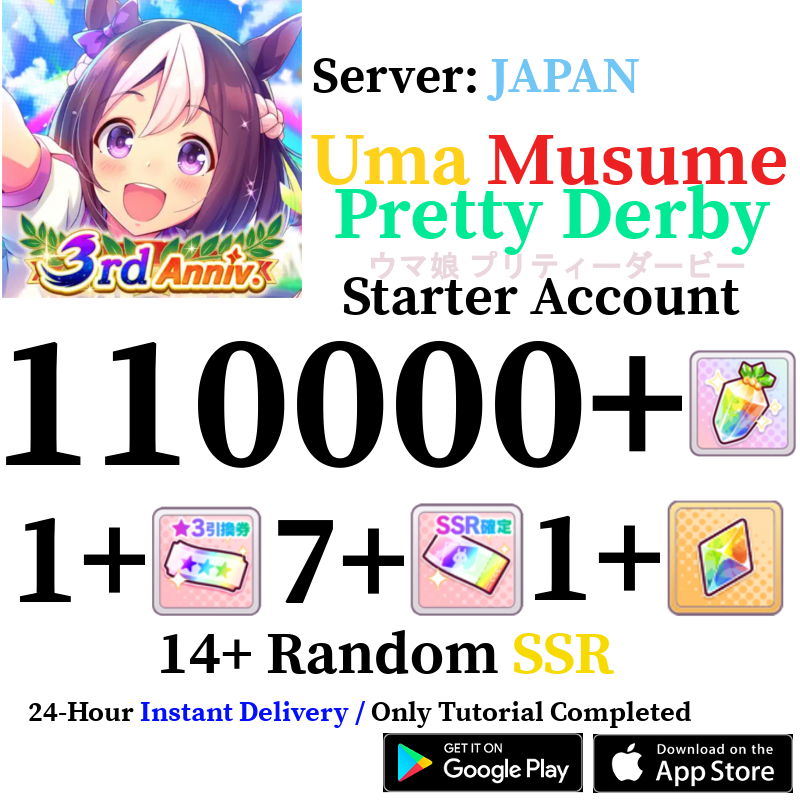 [JP] (BUY 2 GET 3) INSTANT 110000+ Gems | Uma Musume Pretty Derby Starter Reroll Account