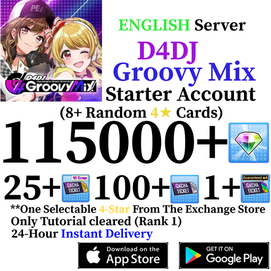 [EN] [INSTANT] 115000+ Gems + 4* | D4DJ Groovy Mix Starter Reroll Account