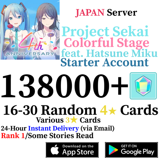 [JP] [INSTANT] 138000+ Gems Project Sekai Colorful Stage ft Hatsune Miku PJSekai Reroll Starter Account