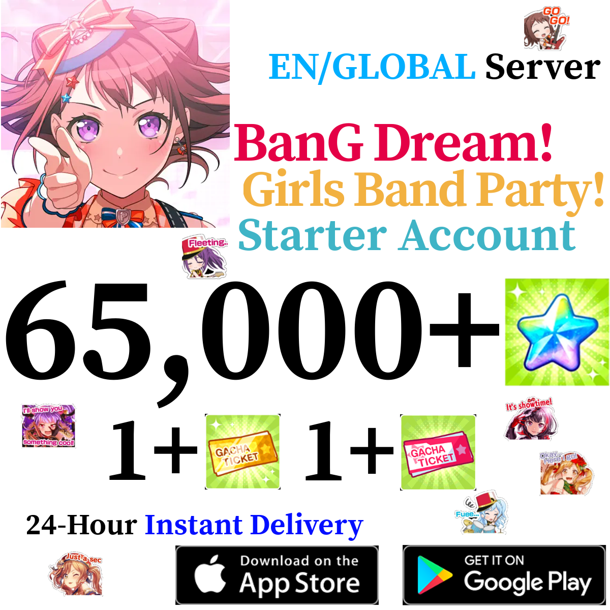 [GLOBAL/EN] [INSTANT] 65000+ Stars BanG Dream Girls Band Party Bandori Starter Reroll Account