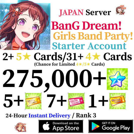 [JP] [INSTANT] 2765000+ Stars BanG Dream Girls Band Party Bandori Starter Reroll Account