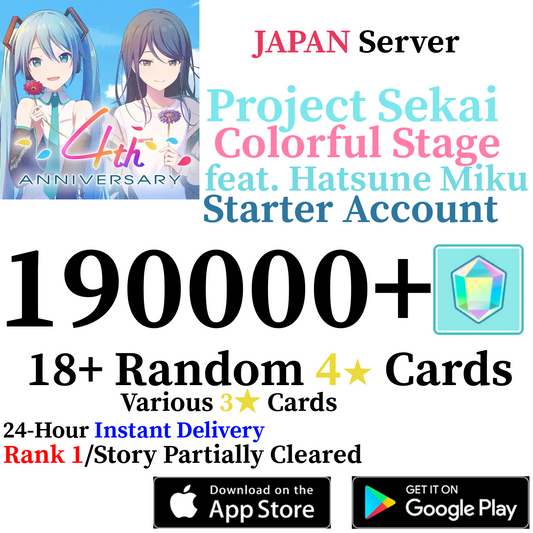 [JP] [INSTANT] 190,000+ Gems Project Sekai Colorful Stage ft. Hatsune Miku PJSekai Starter Account