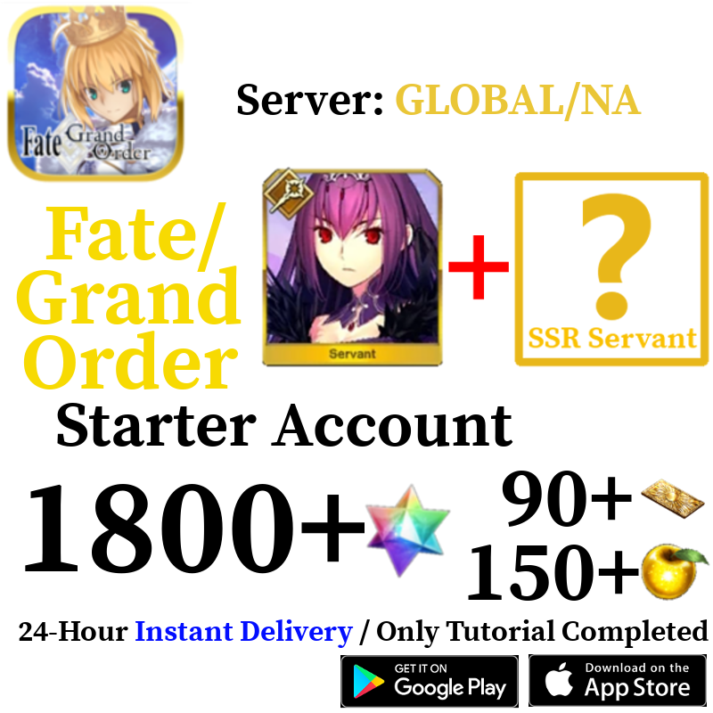 [ENGLISH/GLOBAL/NA][INSTANT] Skadi + Random 5⭐ + 1800+ SQ Fate Grand Order FGO Lv. 1 Starter Reroll Account