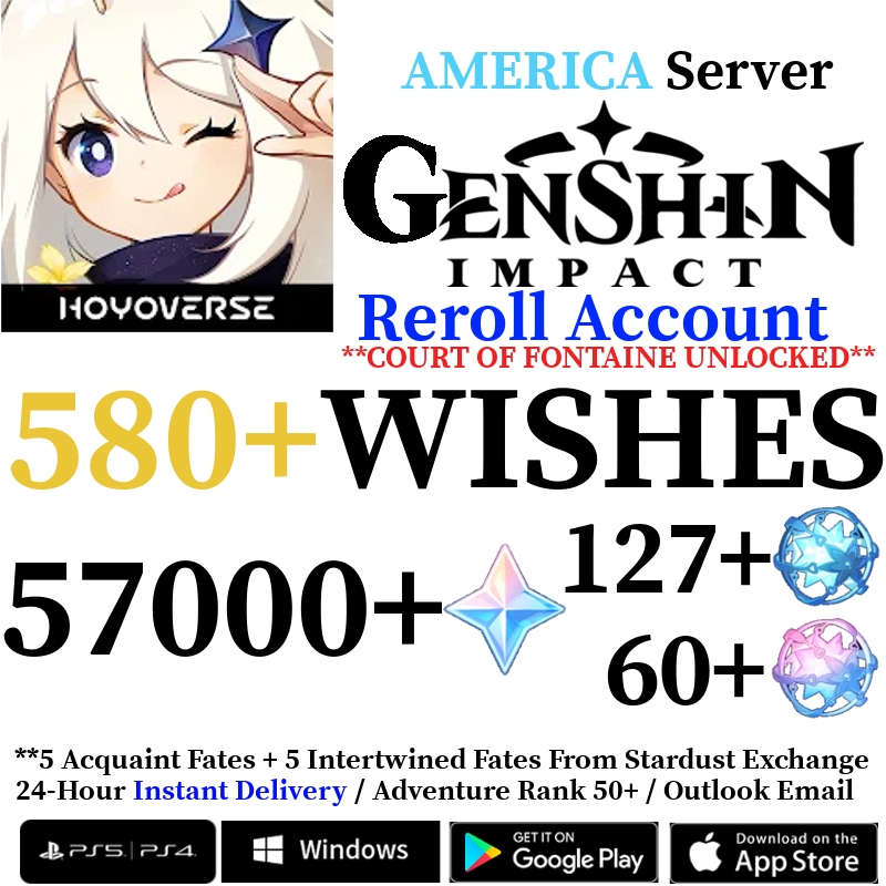 [AMERICA] [INSTANT] 57000+ Primogems Fates Genshin Impact Reroll Account