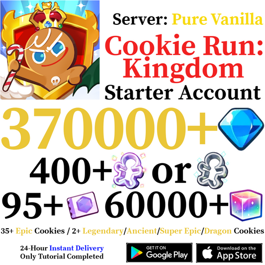 [GLOBAL/Pure Vanilla] [INSTANT] 370,000+ Gems | Cookie Run: Kingdom Starter Reroll Account