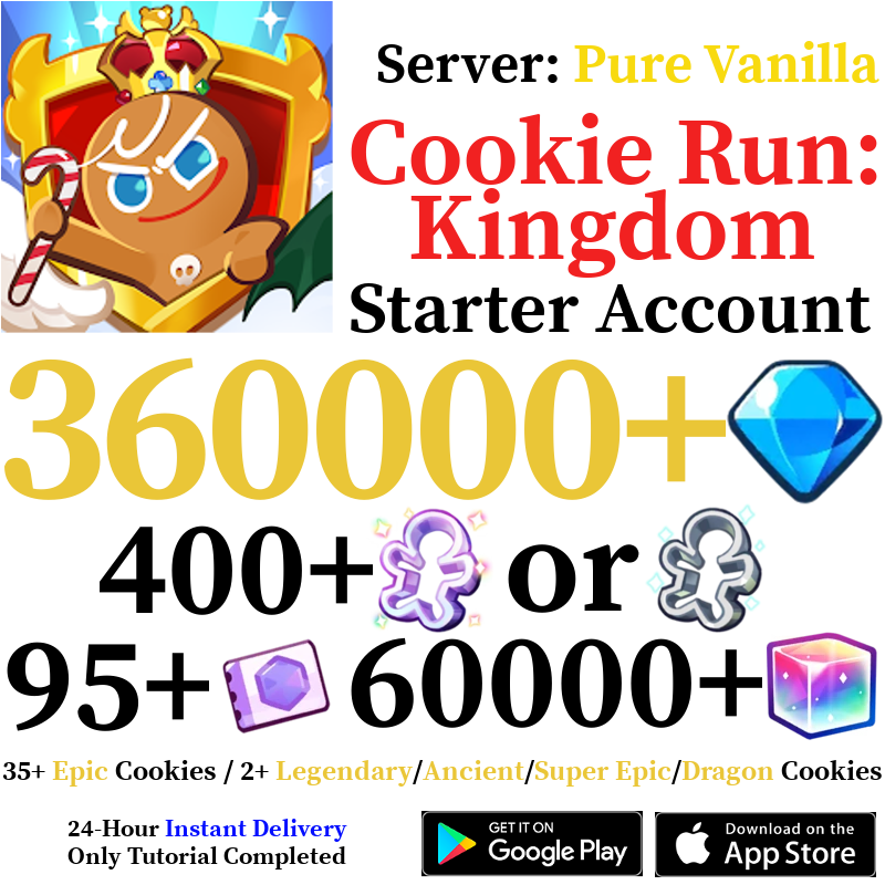 [GLOBAL/Pure Vanilla] [INSTANT] 360,000+ Gems | Cookie Run: Kingdom Starter Reroll Account