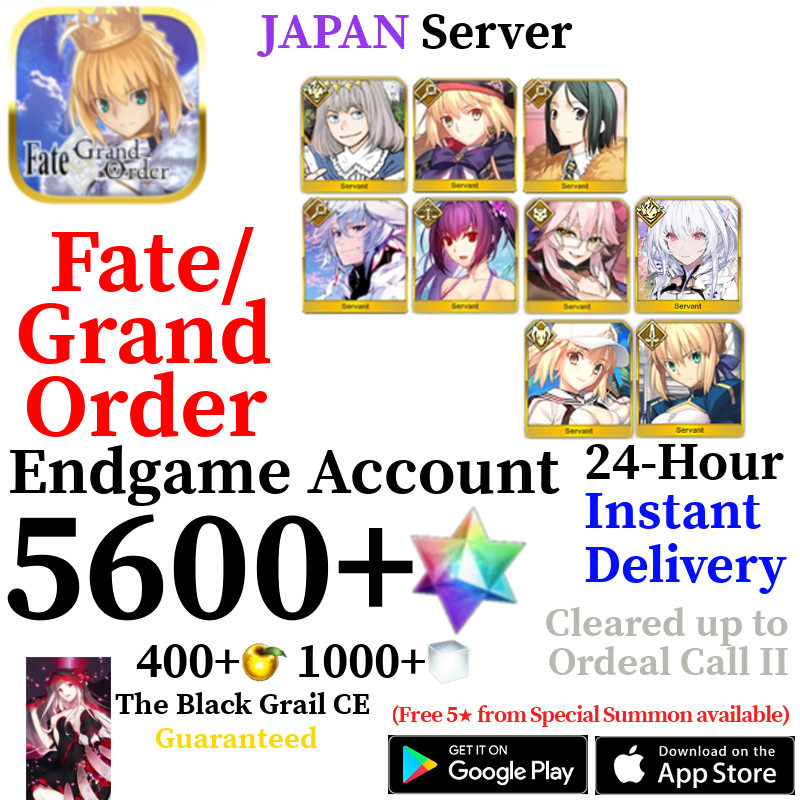 [JP] [INSTANT] Castoria + Skadi + Oberon + Vitch + Lady Avalon + Summer Castoria 5600+ SQ Fate Grand Order FGO Quartz Endgame Reroll Starter Account