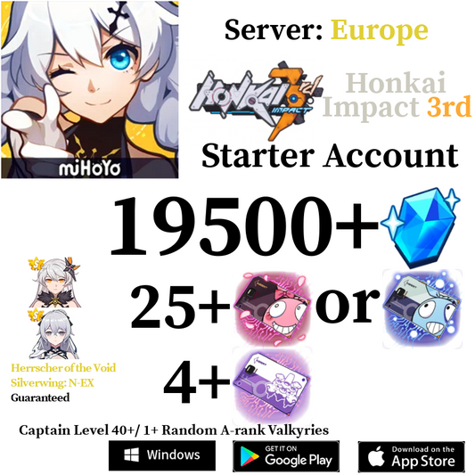 [EUROPE/EN] [INSTANT] 19500+ Crystals | Honkai Impact Houkai 3rd Reroll Account