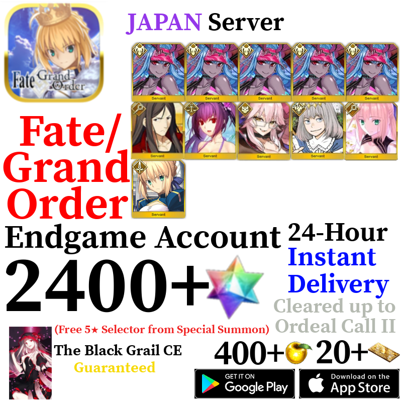 [JP] [INSTANT] Castoria + Skadi + Oberon + Vitch + NP5 S. Ibuki + 2400+ SQ Fate Grand Order FGO Quartz Endgame Reroll Starter Account