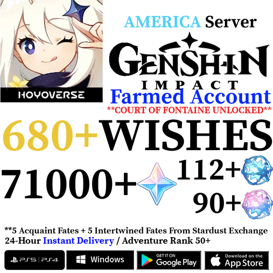 [AMERICA] [INSTANT] 71000+ Primogems Fates Genshin Impact Reroll Account