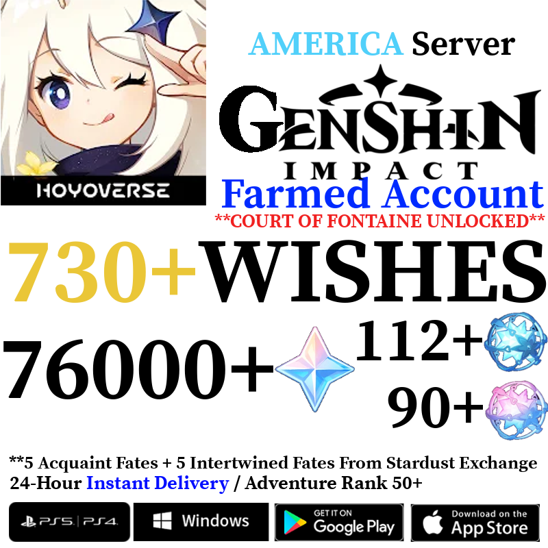 [AMERICA] [INSTANT] 76000+ Primogems Fates Genshin Impact Reroll Account