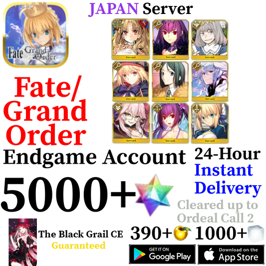 [JP] [INSTANT] Castoria + Vitch + Skadi Ruler + Space Ereshkigal + 5000+ SQ Fate Grand Order FGO Quartz Account