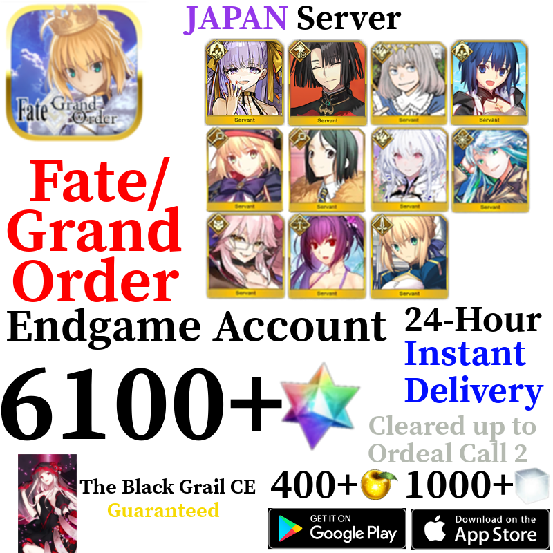 [JP] [INSTANT] Castoria + Vitch + Oberon + Skadi Ruler + Ciel + BB Dubai + Kukulkan + 6100+ SQ Fate Grand Order FGO Quartz Account