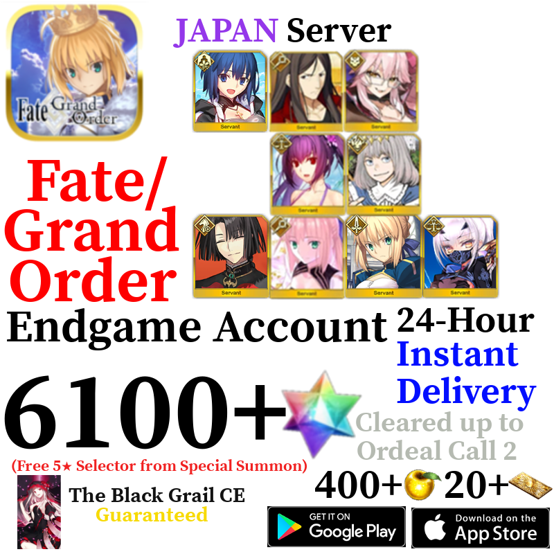 [JP] [INSTANT] Castoria + Vitch + Skadi Summer + Oberon + Summer Melusine + Ciel 6100+ SQ Fate Grand Order FGO Quartz Account