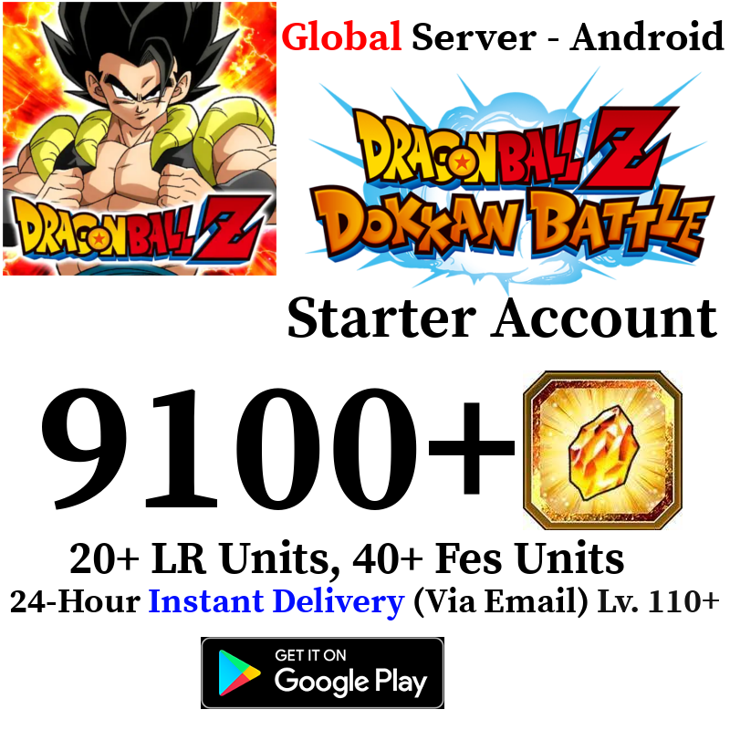 [GLOBAL][INSTANT] 9100+ Dragon Stones DRAGON BALL Z DOKKAN BATTLE Farmed Starter Account