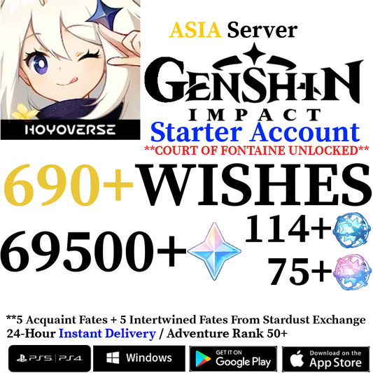 [ASIA] [INSTANT] 69500+ Primogems Fates Genshin Impact Reroll Account