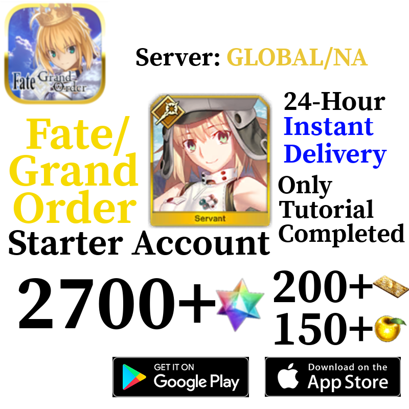 [ENGLISH/GLOBAL/NA][INSTANT] Castoria + 2700+ SQ Fate Grand Order FGO Lv. 1 Starter Reroll Account