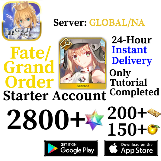 [ENGLISH/GLOBAL/NA][INSTANT] Castoria + 2800+ SQ Fate Grand Order FGO Lv. 1 Starter Reroll Account