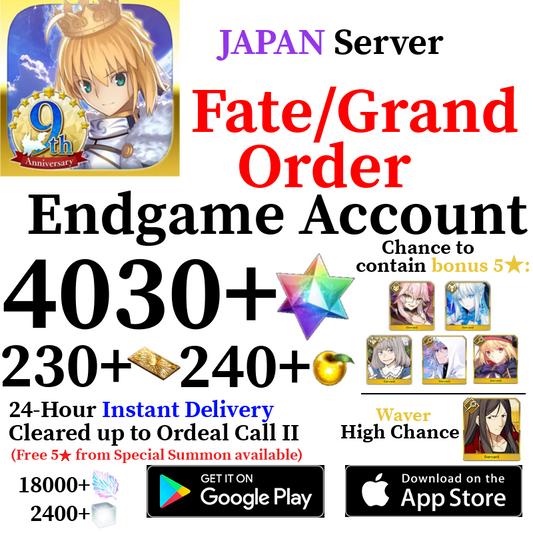 [JP] [INSTANT] (BUY 2 GET 3) 4030+ SQ Fate Grand Order FGO Quartz Endgame Reroll Starter Account