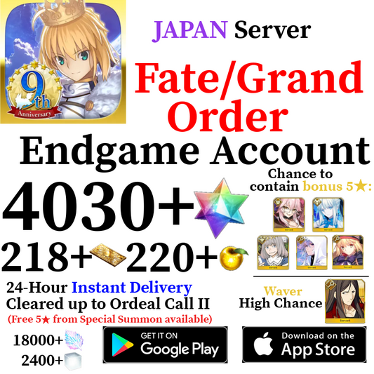 [JP] [INSTANT] (BUY 2 GET 3) 4030+ SQ Fate Grand Order FGO Quartz Endgame Reroll Starter Account