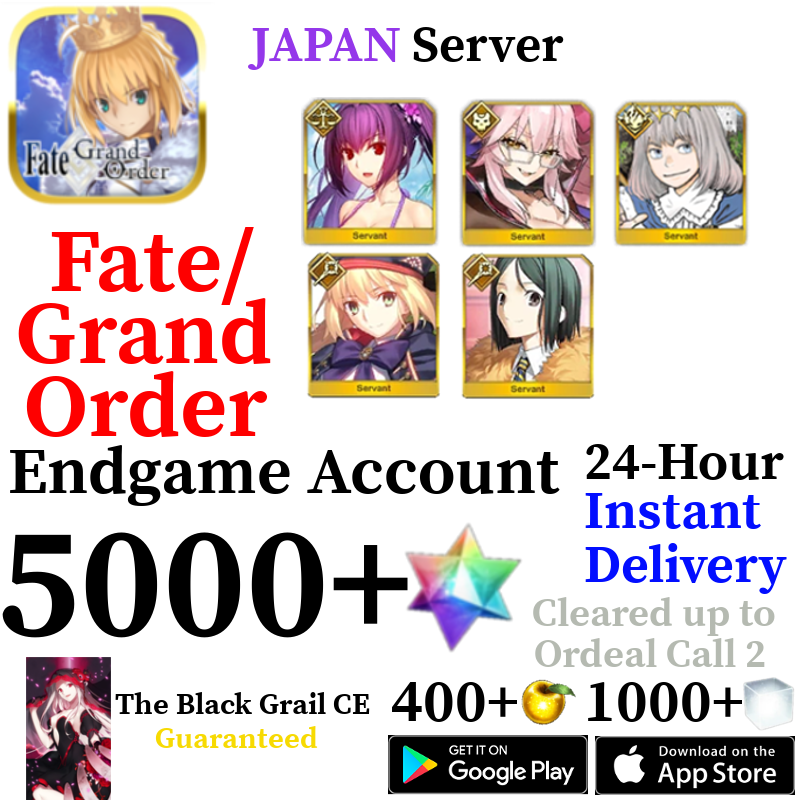 [JP] [INSTANT] Castoria + Vitch + Skadi Ruler + Oberon + 5000+ SQ Fate Grand Order FGO Quartz Account