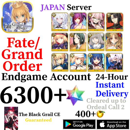 [JP] [INSTANT] Castoria + Vitch + Oberon + Skadi + Space Ereshkigal + Summer Castoria + Summer Melusine + Ciel + 6300+ SQ Fate Grand Order FGO Quartz Reroll Account