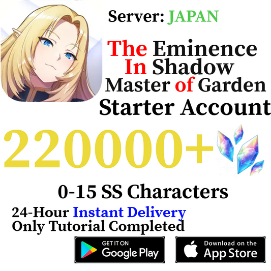 [JP] [INSTANT] 100000-220000 Gems | The Eminence in Shadow: Master of Garden Starter Reroll Account