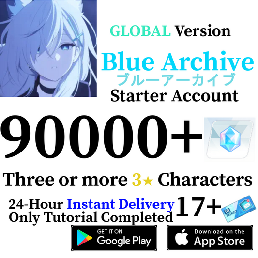 [GLOBAL] 90000+ Gems, 3+ 3* | Blue Archive Starter Reroll Account