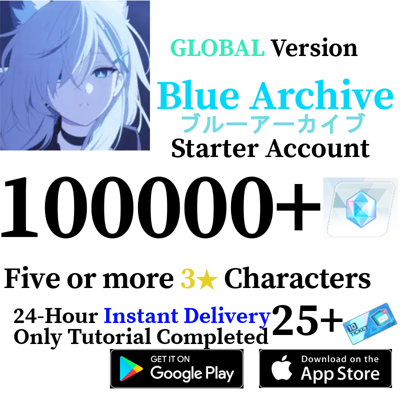 [GLOBAL] 100000+ Gems, 5+ 3* | Blue Archive Starter Reroll Account