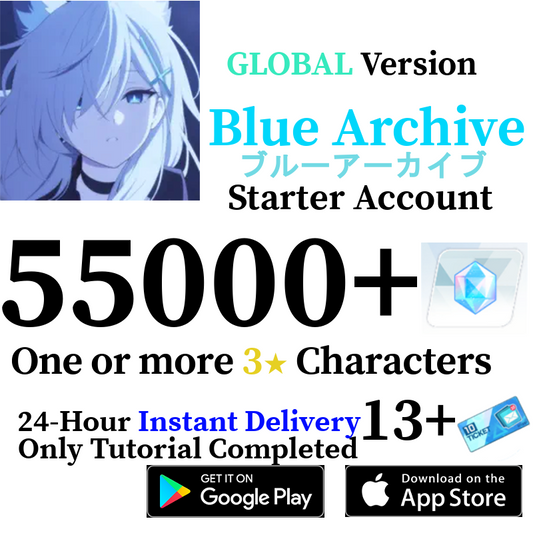 [GLOBAL] [INSTANT] 55000+ Gems, 1+ 3* | Blue Archive Starter Reroll Account