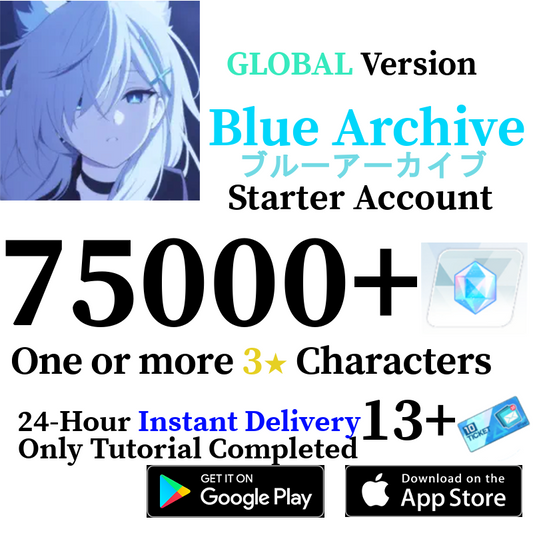 [GLOBAL] [INSTANT] 75000+ Gems, 1+ 3* | Blue Archive Starter Reroll Account