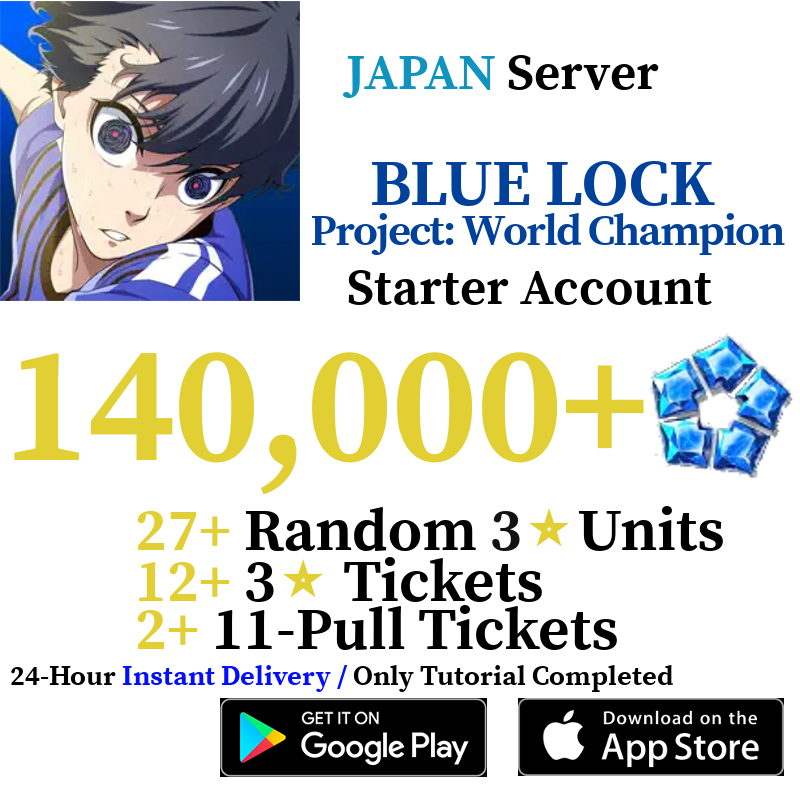 [JP] [INSTANT] 140000+ Gems BLUE LOCK Project: World Champion Starter Reroll Account