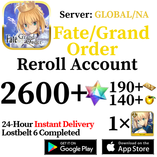 [ENGLISH/GLOBAL/NA][INSTANT] 2600+ SQ Fate Grand Order FGO Endgame Reroll Account