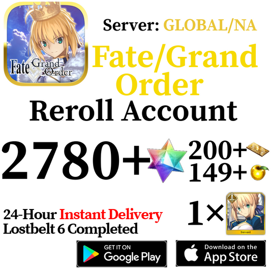 [ENGLISH/GLOBAL/NA][INSTANT] 2780+ SQ Fate Grand Order FGO Endgame Reroll Account