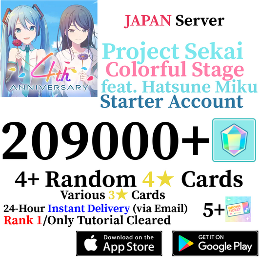 [JP] [INSTANT] 209,000+ Gems Project Sekai Colorful Stage ft. Hatsune Miku PJSekai Starter Account