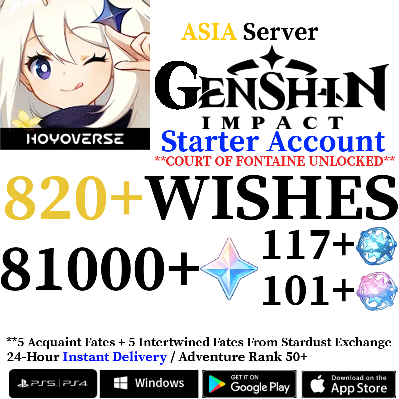 [ASIA] [INSTANT] 81000+ Primogems Fates Genshin Impact Reroll Account