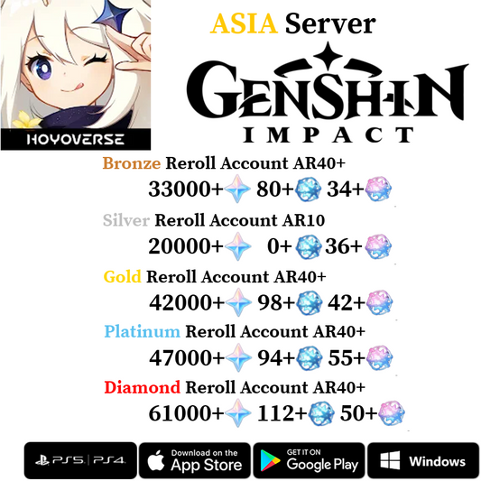 [Asia/AS] [INSTANT] Primogems Fates Genshin Impact Reroll Starter Account