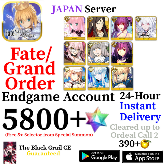 [JP] [INSTANT] Castoria + Vitch + Oberon + Castoria Berserker + Morgan 5800+ SQ Fate Grand Order FGO Quartz Account