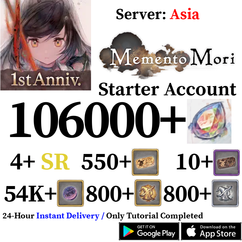 [ASIA] [INSTANT] 106000+ Gems | Memento Mori Starter Reroll Account