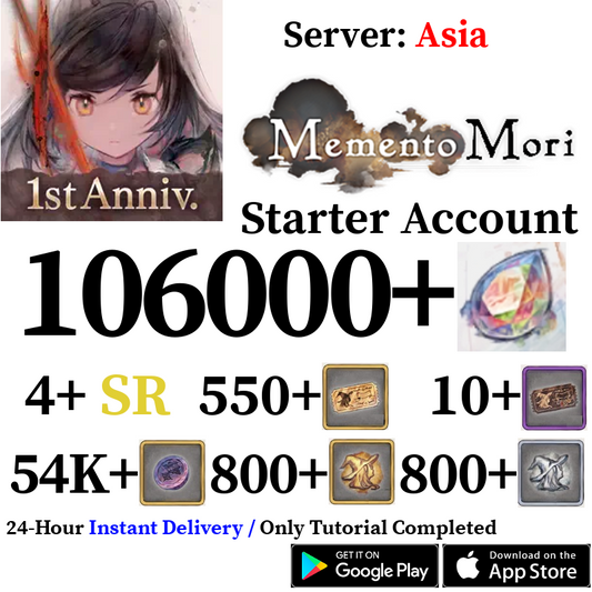 [ASIA] [INSTANT] 106000+ Gems | Memento Mori Starter Reroll Account