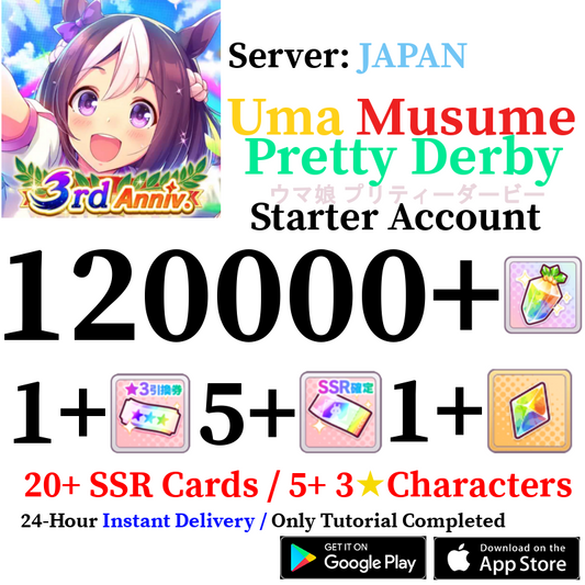 [JP][INSTANT] (BUY 2 GET 3) INSTANT 120000+ Gems  + 20+ SSR | Uma Musume Pretty Derby Starter Reroll Account