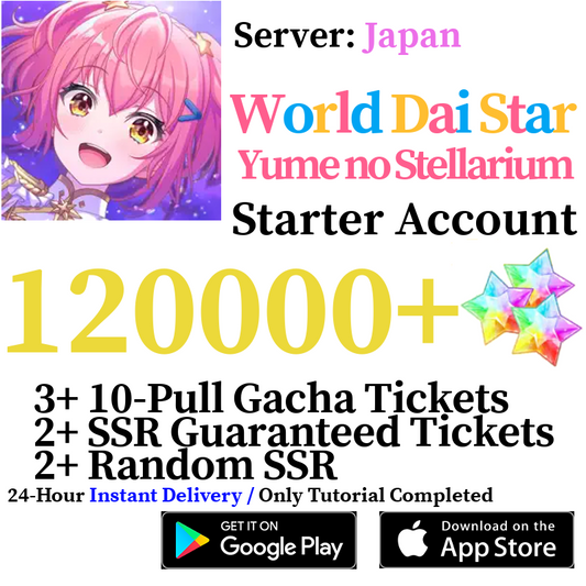 [JP] [INSTANT] 120000+ Gems | World Dai Star: Yume no Stellarium Starter Reroll Account