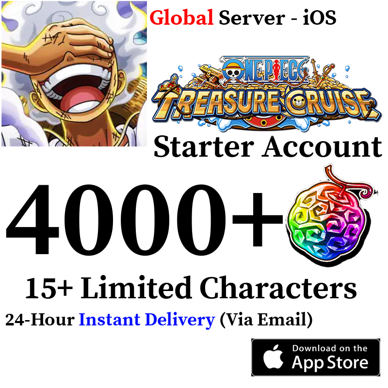 [GLOBAL - iOS][INSTANT] 3000 - 4000+ Gems ONE PIECE Treasure Cruise Starter Reroll Account