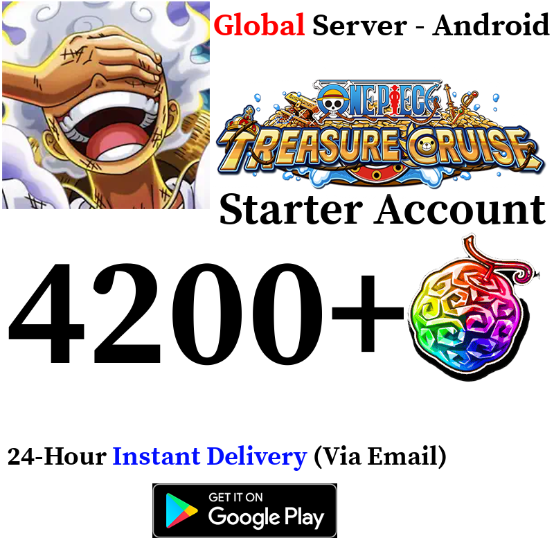 [GLOBAL - Android][INSTANT] 4200+ Gems ONE PIECE Treasure Cruise Starter Reroll Account