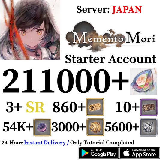 [JP] [INSTANT] 211000+ Gems | Memento Mori Starter Reroll Account