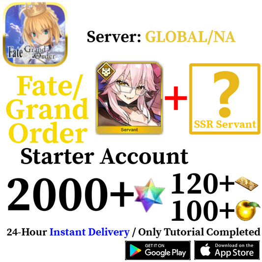 [ENGLISH/GLOBAL/NA][INSTANT] Koyanskaya of Light Vitch + Random SSR + 2000+ SQ Fate Grand Order FGO Lv. 1 Starter Reroll Account