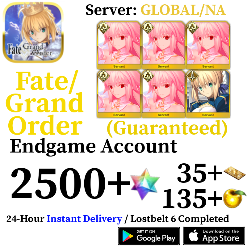 [ENGLISH/GLOBAL/NA][INSTANT] Arcueid NP5 2500+ SQ Fate Grand Order FGO Endgame Reroll Account