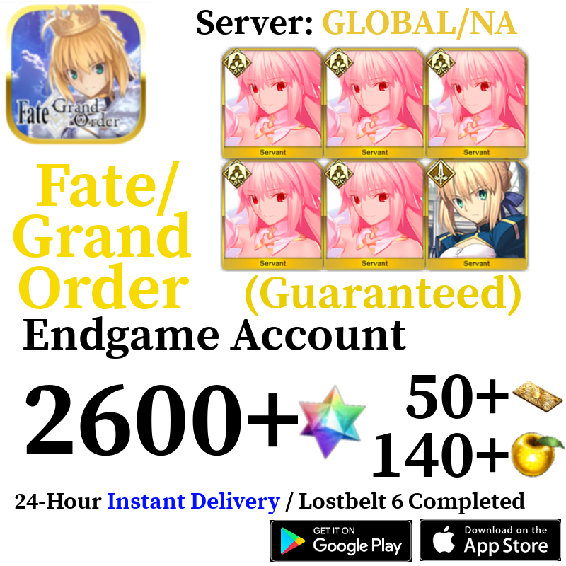 [ENGLISH/GLOBAL/NA][INSTANT] Arcueid NP5 2600+ SQ Fate Grand Order FGO Endgame Reroll Account